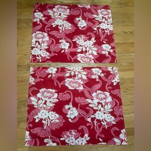 Pottery Barn Standard Pillow Shams Red Cream Floral Lot of 2 Envelope Close
